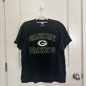 47 Brand Black T-Shirt with Green Bay Design